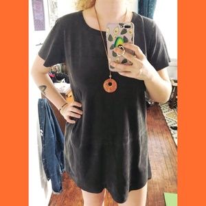 Olivaceous Gray Faux Suede Shift Dress
